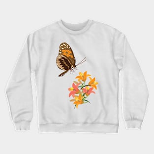 Butterfly And Lilies Crewneck Sweatshirt